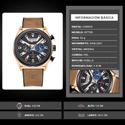 Reloj Curren 8392 Pulso Cuero Hombre - Imagen 2